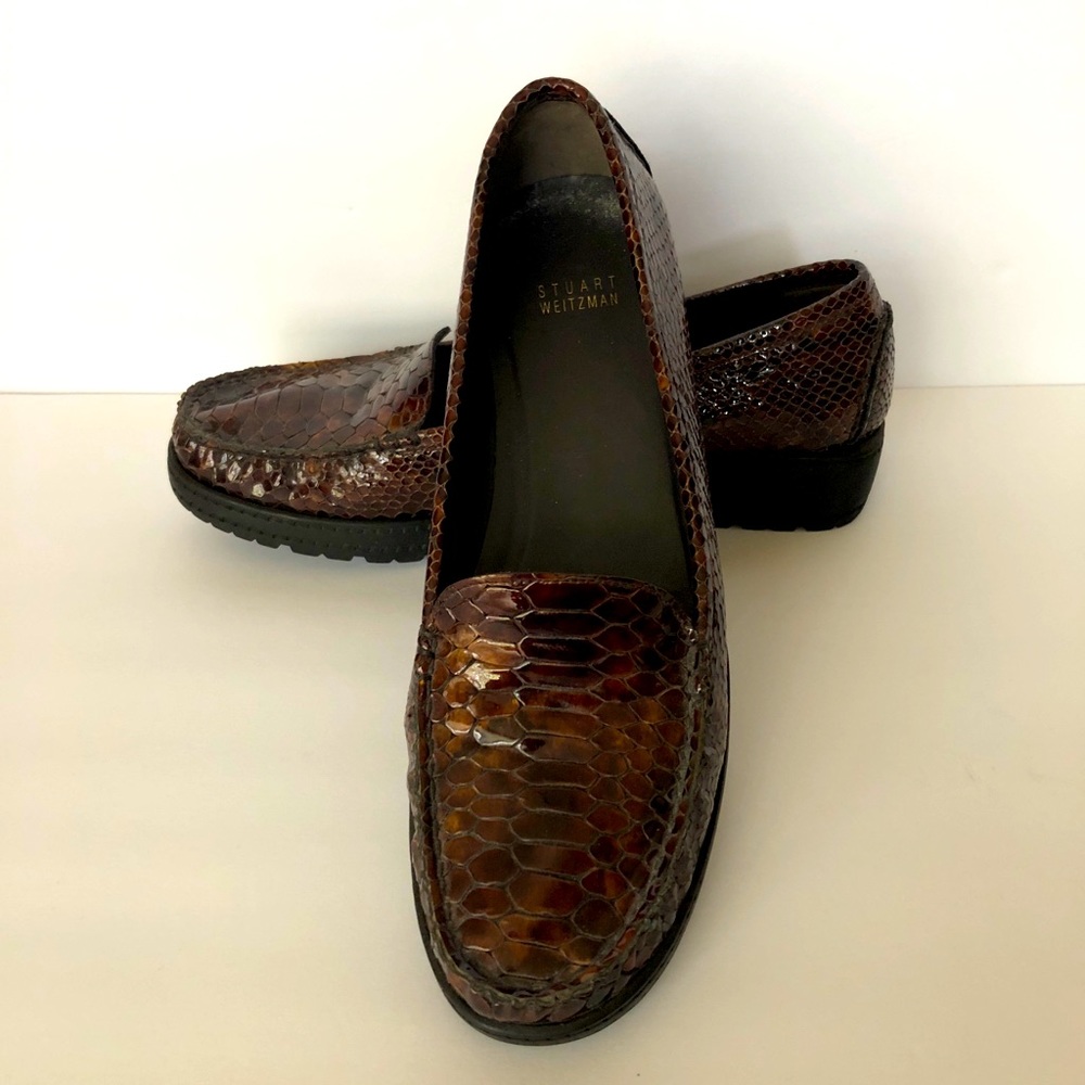 Stuart Weitzman snakeskin wedge loafer